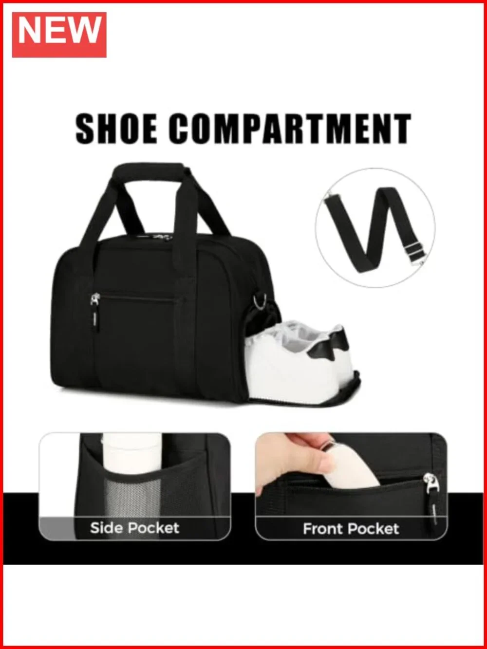 Mini Duffle Bag with Shoe Compartment, Travel Sports Duffel 14 Inch